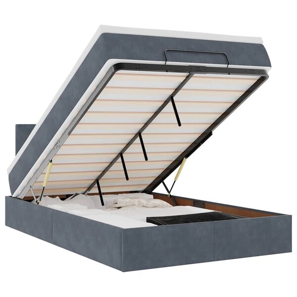 vidaXL Lit ottoman avec matelas et LED gris foncé 120x190cm