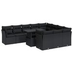 vidaXL Salon de jardin 11 Pièces avec coussins noir résine tressée