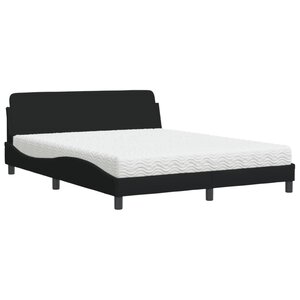 vidaXL Lit avec matelas Dover noir 160x200 cm tissu