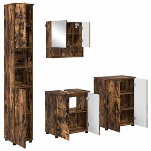 vidaXL Ensemble de mobilier de salle de bain 4 Pièces Chêne fumé