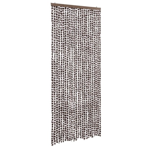 vidaXL Rideau anti-mouches marron et blanc 100x200 cm chenille