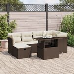vidaXL Salon de jardin avec coussins 7 Pièces marron résine tressée