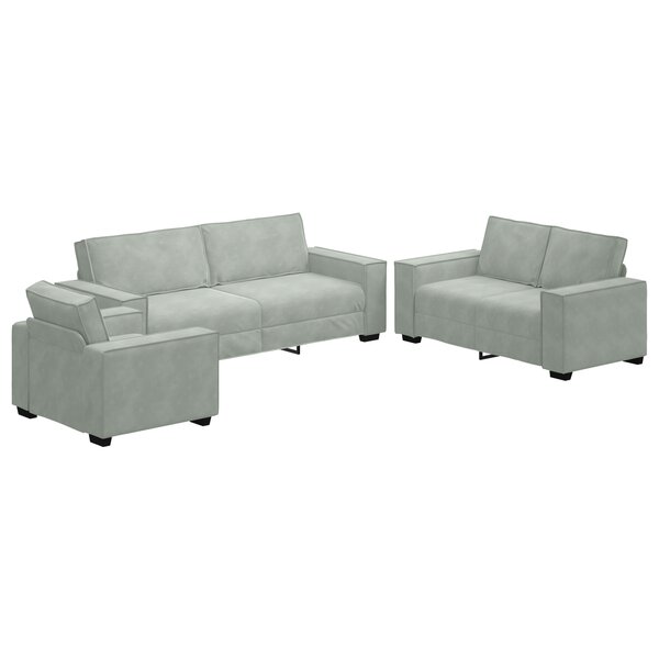 Canapé 3 pièces vidaXL avec coussins en velours gris clair