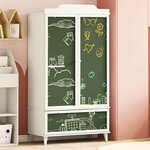 vidaXL Armoire Tableau Noir avec tiroir Blanc Bois d'ingénierie