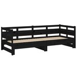 vidaXL Lit coulissant Noir Bois de pin solide 2x(90x190) cm