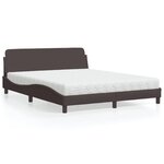 vidaXL Lit avec matelas marron foncé 160x200 cm tissu