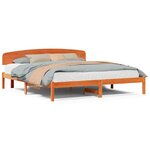 vidaXL Cadre de lit avec tête de lit Marron Ciré 200x200 cm Bois Massif Pin