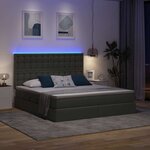 vidaXL Lit de rangement LED avec matelas Gris foncé 180 x 200 cm Tissu