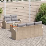 vidaXL Ensemble de canapé de jardin 6 Pièces Beige Poly rotin