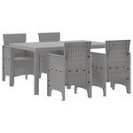 vidaXL Set de salle à manger jardin 5 pièces gris clair poly rotin