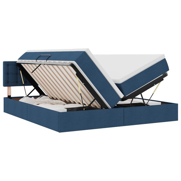 vidaXL Lit de rangement LED avec matelas Bleu 180 x 200 cm Tissu