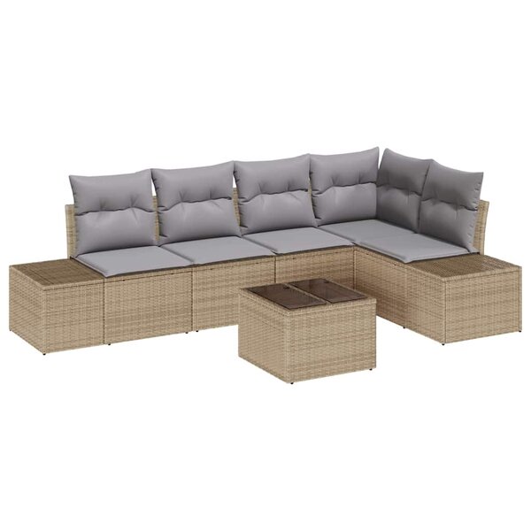 vidaXL Ensemble de canapé de jardin 6 Pièces Beige polyrotin