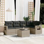 vidaXL Salon de jardin 6 Pièces avec coussins gris clair résine tressée