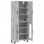 vidaXL Buffet haut Gris béton 69 5x34x180 cm Bois d'ingénierie