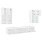 vidaXL Ensemble de meubles TV muraux 7 Pièces avec lumières LED blanc