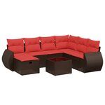 vidaXL Salon de jardin 8 Pièces avec coussins marron résine tressée