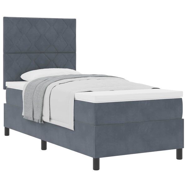vidaXL Lit à ressorts avec matelas Gris foncé 90 x 200 cm Velours