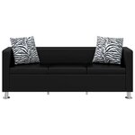 vidaXL Jeu de canapé à 2 places et à 3 places et fauteuil Noir