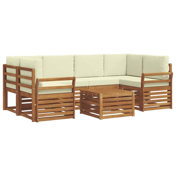 vidaXL Ensemble de canapés d'extérieur 7 pc Naturel et Crème