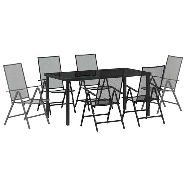 vidaXL Set de jardin à manger de 7 pièces en acier anthracite
