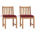 vidaXL Chaises de jardin lot de 2 avec coussins Bois de teck massif