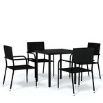 vidaXL Ensemble à manger de jardin 5 Pièces Noir