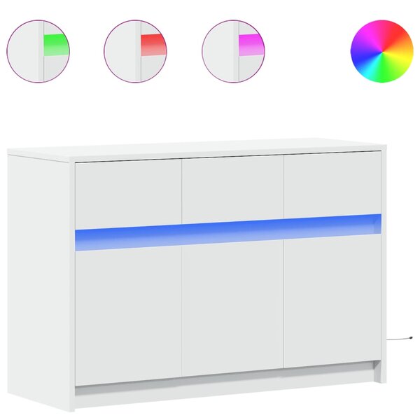 vidaXL Meuble TV avec LED blanc 91x34x61 cm bois d'ingénierie