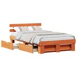 vidaXL Cadre de lit avec tête de lit Brun cire 135 x 190 cm Pin massif