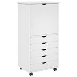 vidaXL Cabinet roulant 53 x 39 x 103 cm Bois de Pin Massif Blanc