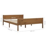 vidaXL Cadre de lit Bois de pin massif Marron miel 140x200 cm