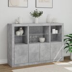 vidaXL Buffets avec lumières LED 3 Pièces gris béton bois d'ingénierie