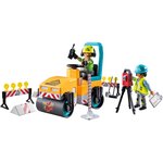 PLAYMOBIL 71751 - Action Heroes Ouvriers avec rouleau compresseur et signalisation