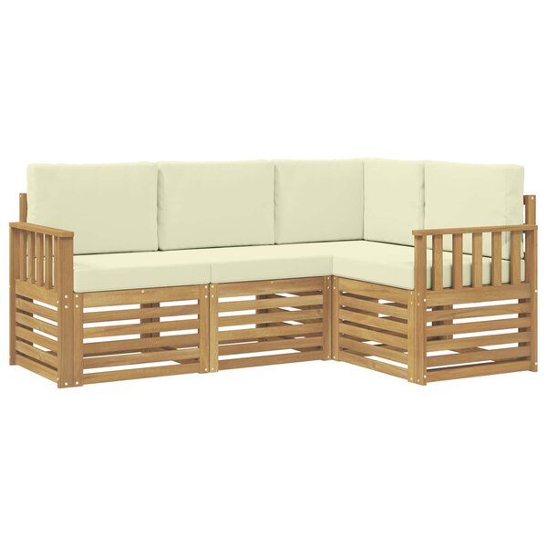 vidaXL Ensemble de canapés d'extérieur 4 pc Blanc et crème Polyester
