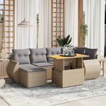 vidaXL Salon de jardin avec coussins 7 Pièces beige résine tressée