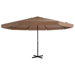 vidaXL Parasol d'extérieur avec poteau en aluminium 500 cm Taupe