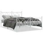 vidaXL Cadre de lit métal sans matelas et pied de lit blanc 137x190 cm