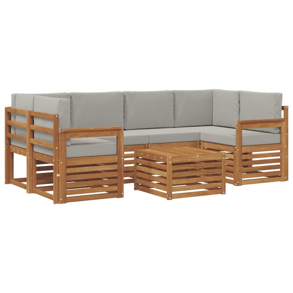 vidaXL Ensemble de canapés d'extérieur 7 pc Gris Naturel et Clair