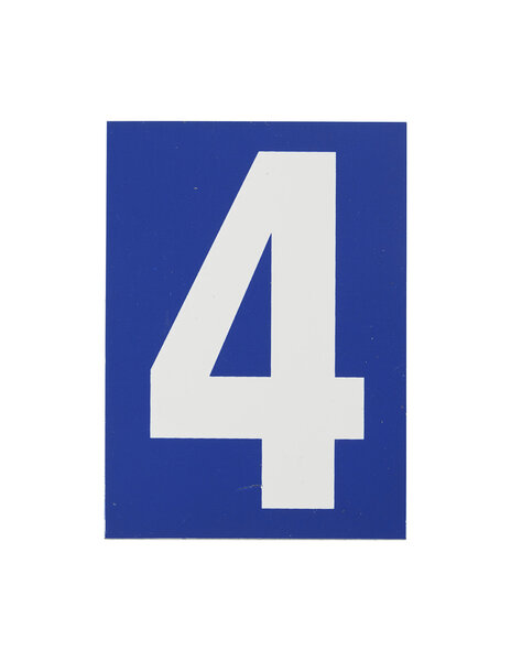 THIRARD - Plaque de signalisation 4  marquage blanc sur fond bleu  panneau PVC adhésif  65x90mm - THIRARD