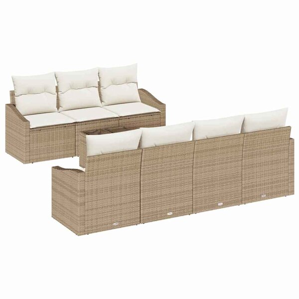 vidaXL Ensemble de canapé de jardin avec coussin 8 Pièces Beige et crème
