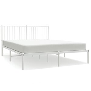 vidaXL Cadre de lit métal sans matelas et tête de lit blanc 160x200 cm
