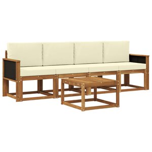vidaXL Ensemble de canapés d'extérieur 4 pc Naturel et Crème
