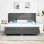 Lit à ressorts vidaXL avec matelas gris foncé 200x200 cm en tissu