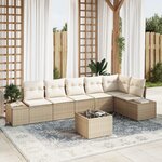 vidaXL Ensemble de canapé de jardin 7 pièces avec coussins en poly rotin brun