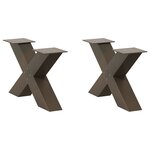 vidaXL Pieds de table basse en forme de X  2 pièces  acier naturel  60 x (30-31) cm