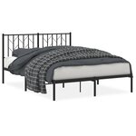 vidaXL Cadre de lit métal sans matelas avec tête de lit noir 140x190cm