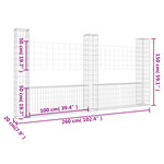 vidaXL Panier de gabion en forme de U avec 3 poteaux Fer 260x20x150 cm
