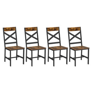 Chaises de salle à manger lot de 4 sièges de cuisine cadre en acier ergonomique style industriel pour salon cuisine marron 12_0004982