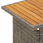 vidaXL Table de jardin gris 100x50x43/63 cm acacia et résine tressée