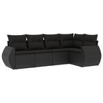 vidaXL Salon de jardin 5 Pièces avec coussins noir résine tressée