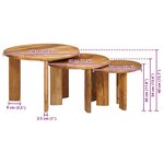 vidaXL Tables basses gigognes 3 Pièces Marron Bois de mangue massif
